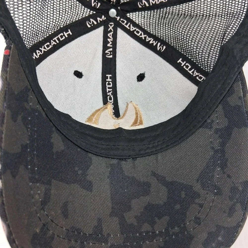 Maxcatch Fly Fishing Trucker Hat Black Camo Trout Graphic‎ Mesh Snapback Cap